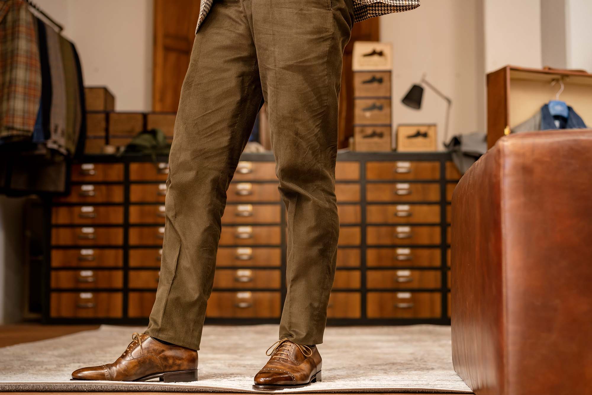 Nightingale-Brown Cotton Velvet Trousers