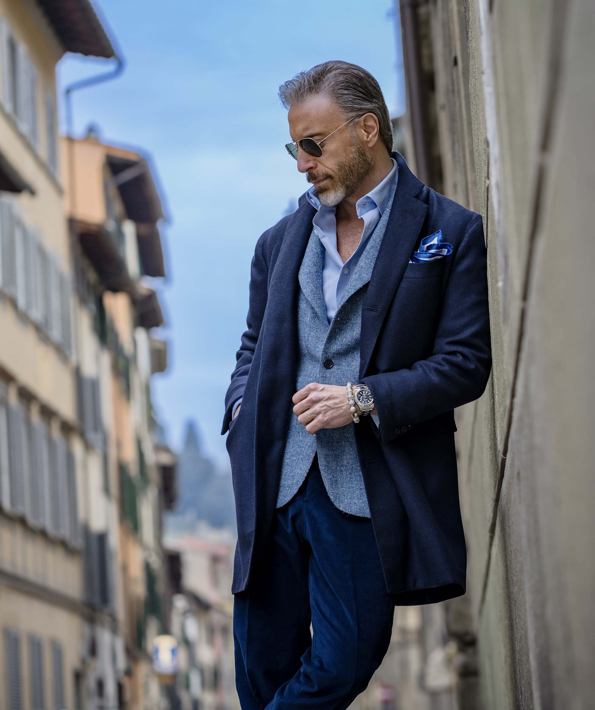 Brown Oxfords and Blue English Tweed Jacket and Italian Wool Coat – Stefano  Bemer