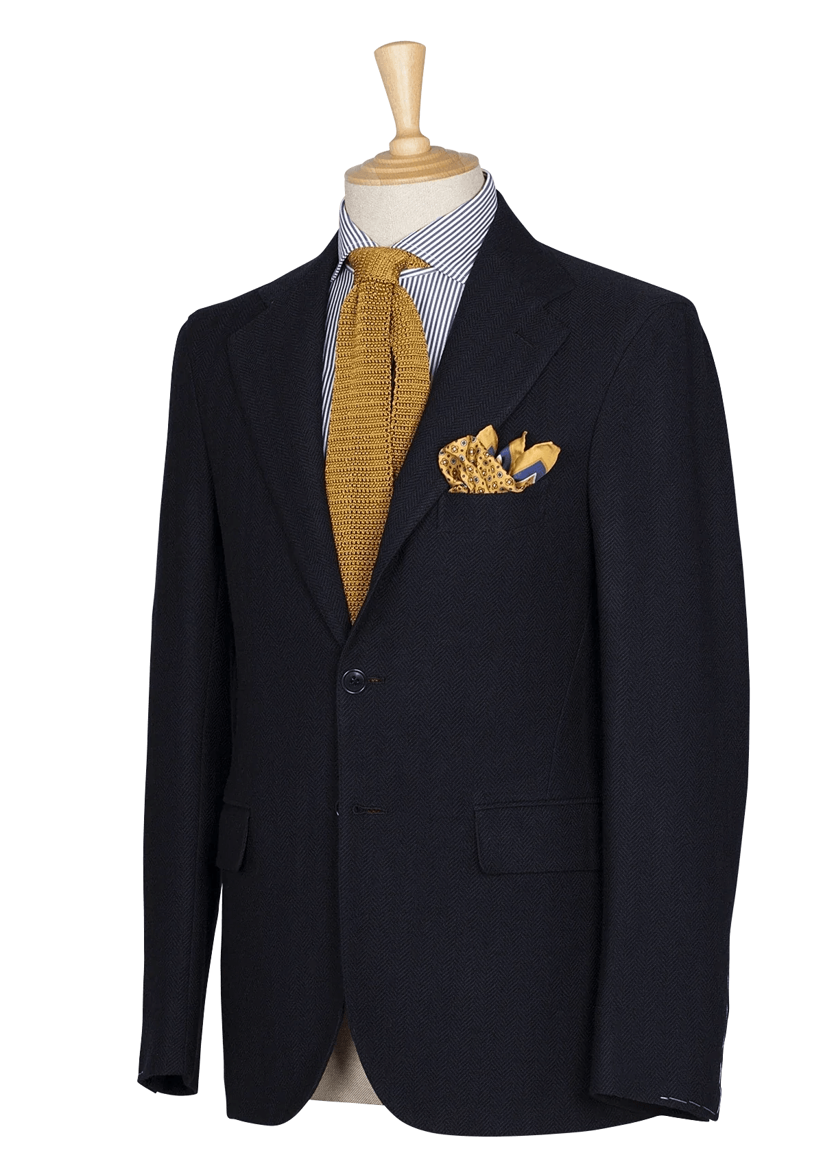Dark Navy Men's Blazer in Wool Herringbone – Stefano Bemer