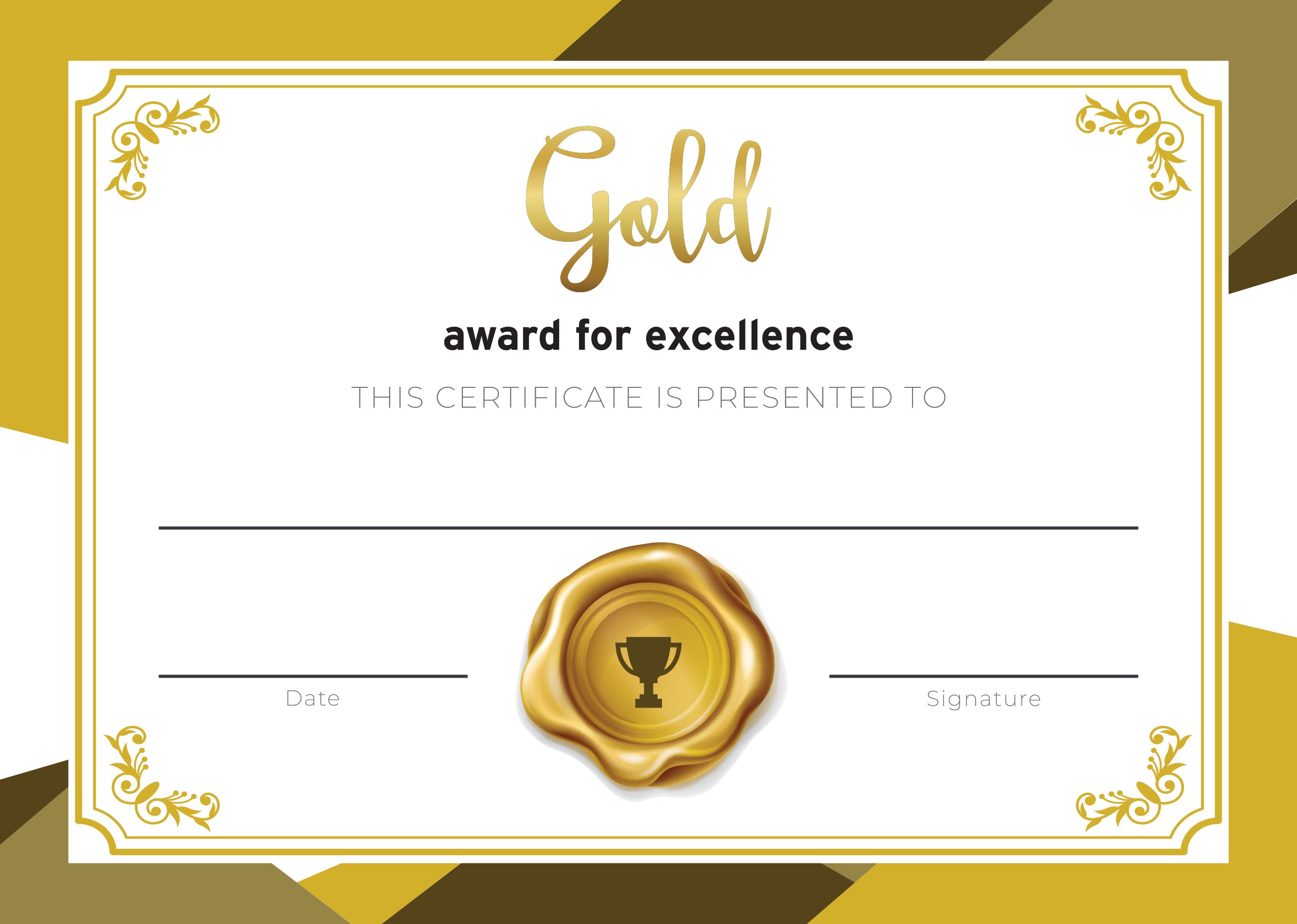 6161 Gold Award Certificate 50 Per Pack School Merit Solutions