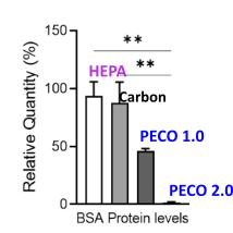 Graph of PECO versus HEPA on BSA protein levels