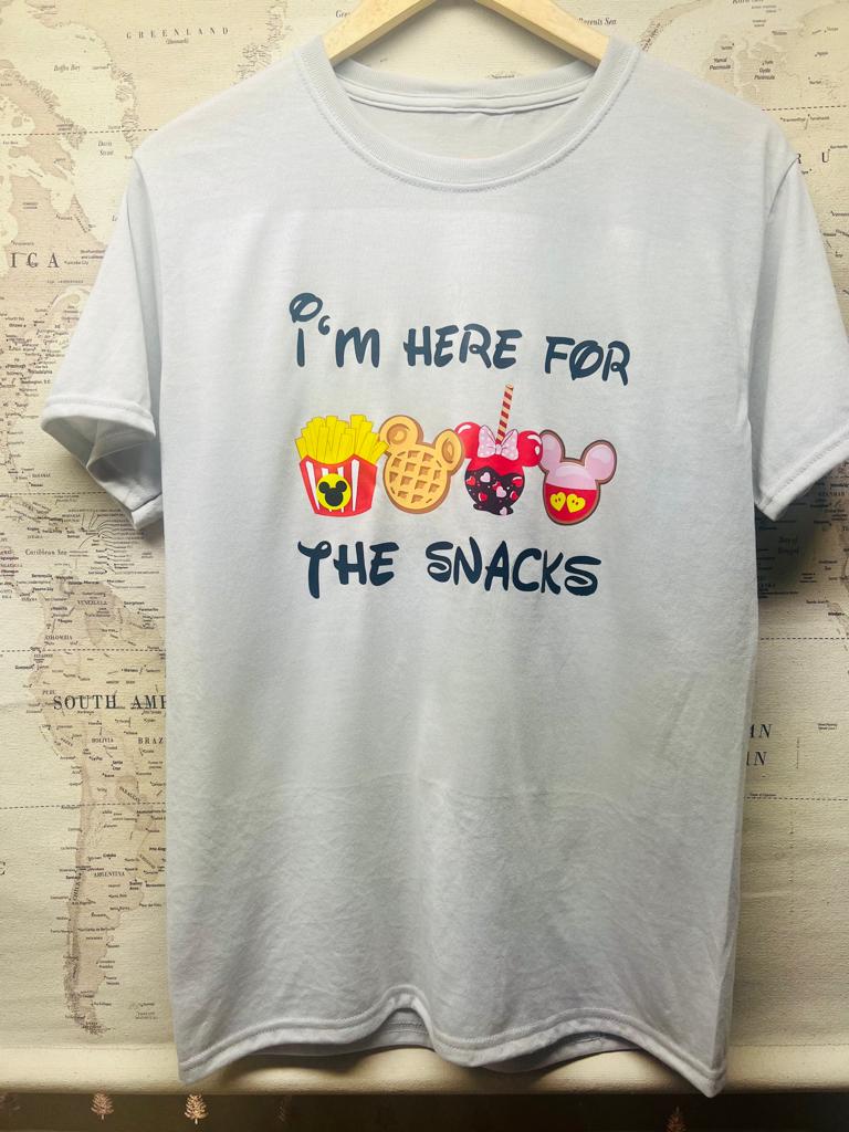 "I am here for the snacks" t shirt