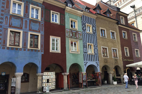 Colorful tenements on Poznan's Market Square, Poland