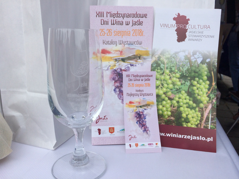 International Wine Days Festival program and official tasting wine glass in Jaslo, Poland