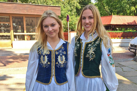 Young Kaszubian Women in Regional Dress Pomerania Poland