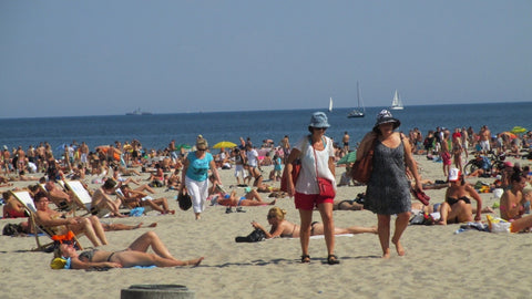 The beach in Gdynia on a sunny afternoon.