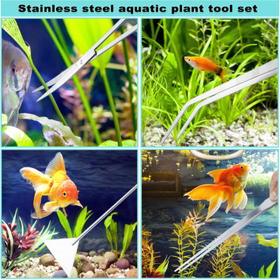 HOTOOLME 6 in 1 Aquarium Aquascape Tools, Long Stainless Steel Aquatic  Plant Tweezers Scissors Scrapers Set for Fish Tank Starter Kit, Aquarium