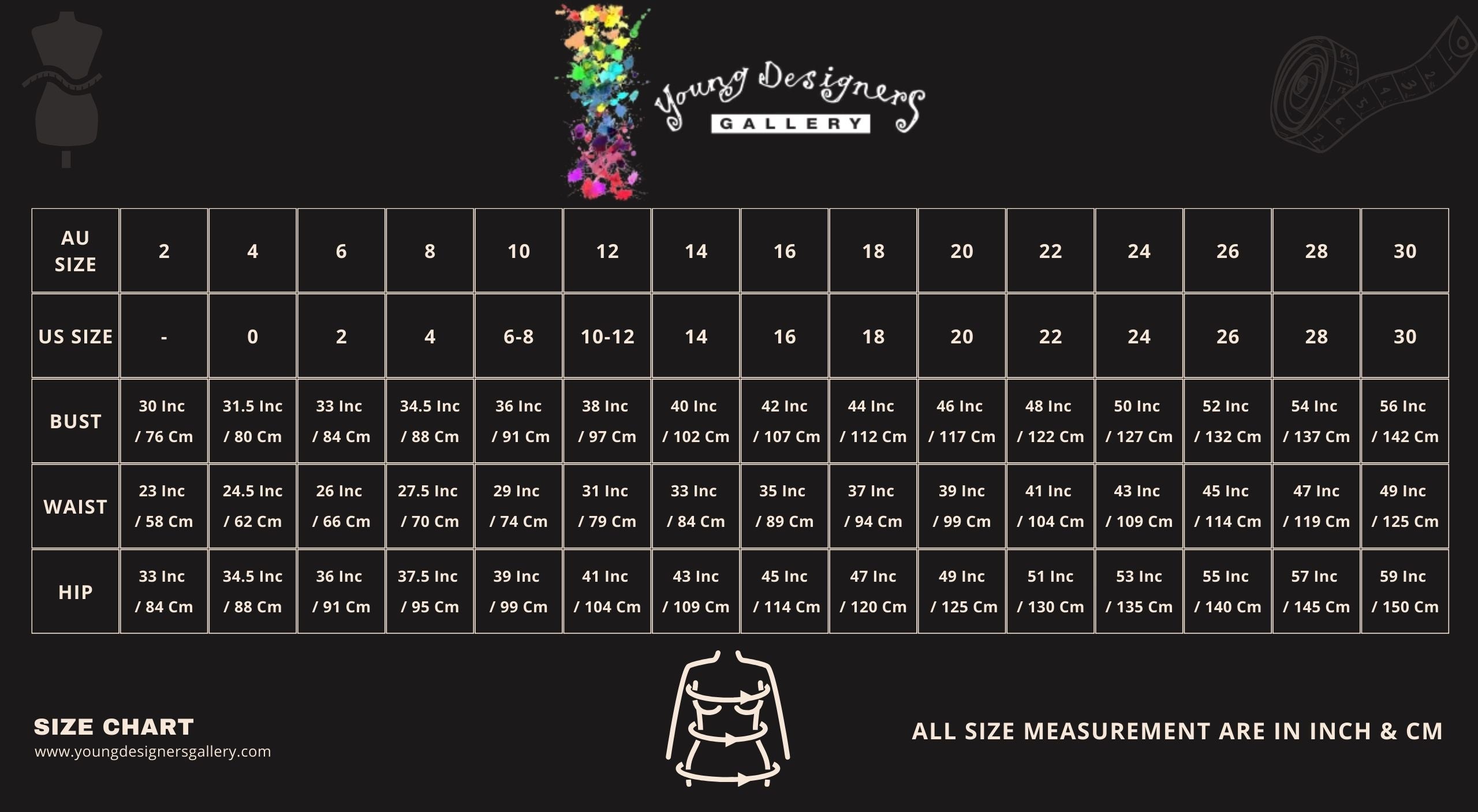 Size Chart – Young Designers Gallery