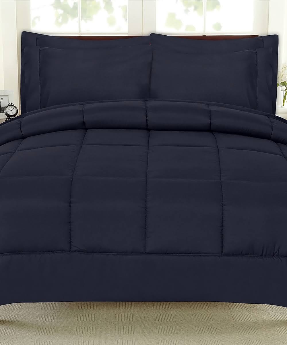 7 Piece Bed-in-a-Bag Down Alternative Comforter Sheet Set, Blue VKB1_A0ISJ20