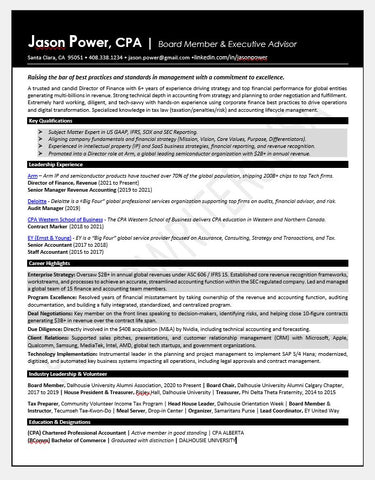 Board & Executive Advisor Resume Sample