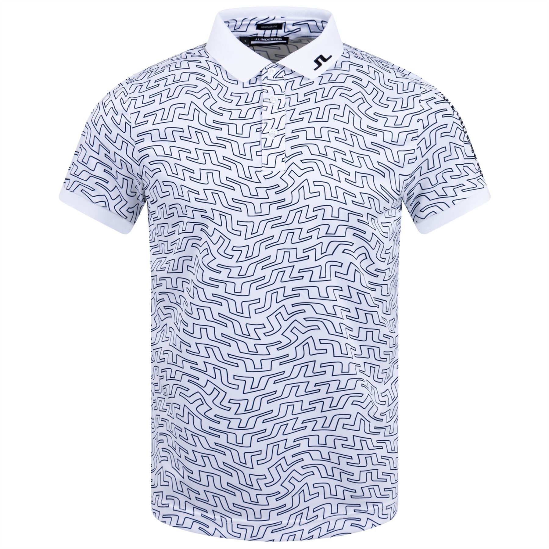 J.Lindeberg Tour Tech Reg Fit Print Polo White Sphere Dot - SS23 XL