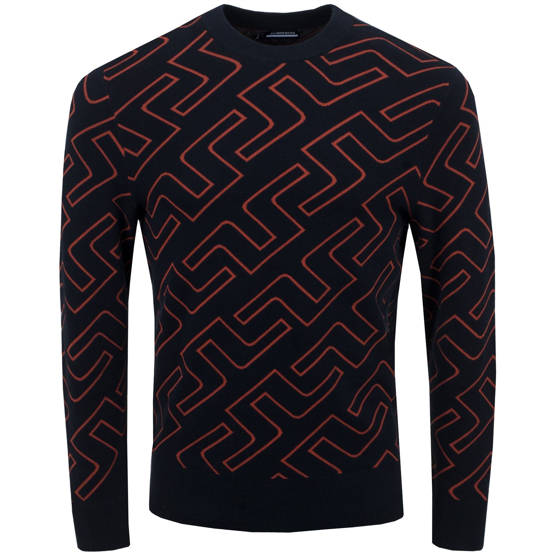 J.Lindeberg - Monogram Knit Sweater - Navy Orange SS22