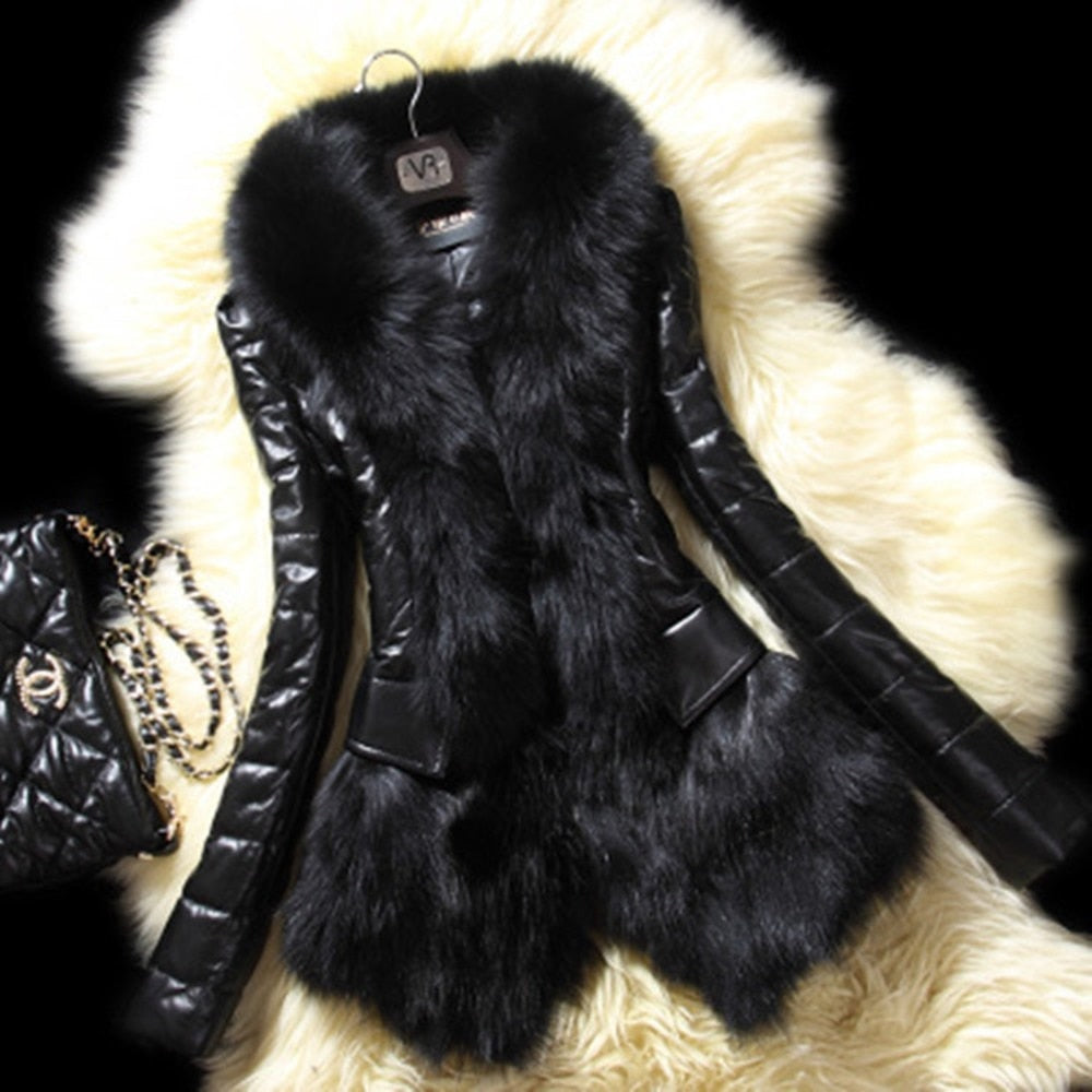 black fox fur collar coat