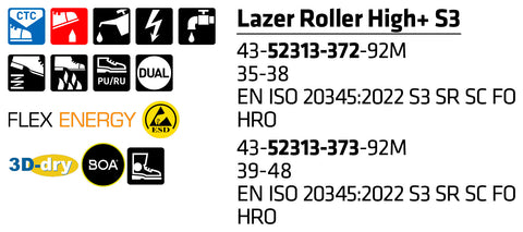 sievi lazer roller high safety boot features