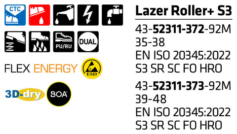 sievi lazer roller safety trainer features