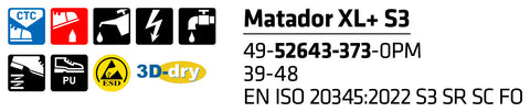 sievi matador XL S3 safety footwear properties