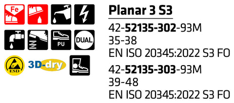 sievi planar 3 safety sneaker features