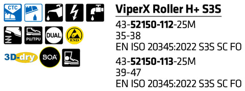 sievi viperx roller H safety boot features