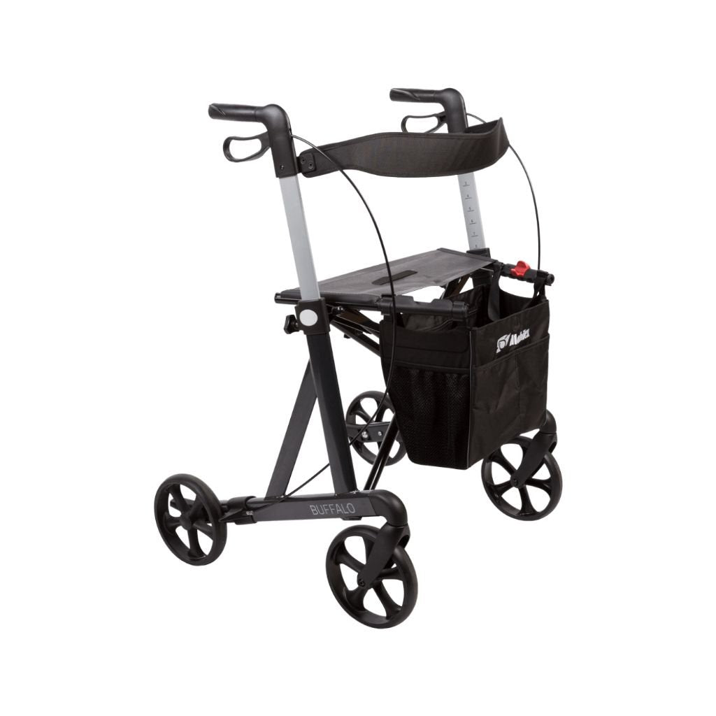 Billede af Buffalo XL rollator | Mobilex - 7,5 kg, høj brugervægt, inkl. taske, ryglæn og stokkeholder - Small