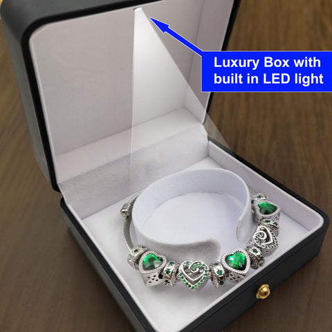 May birthstone bracelet with luxury box with led light