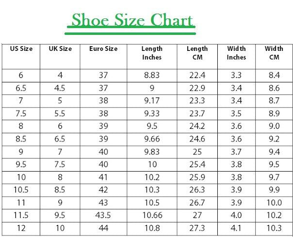 Indian shoe size compared to usa