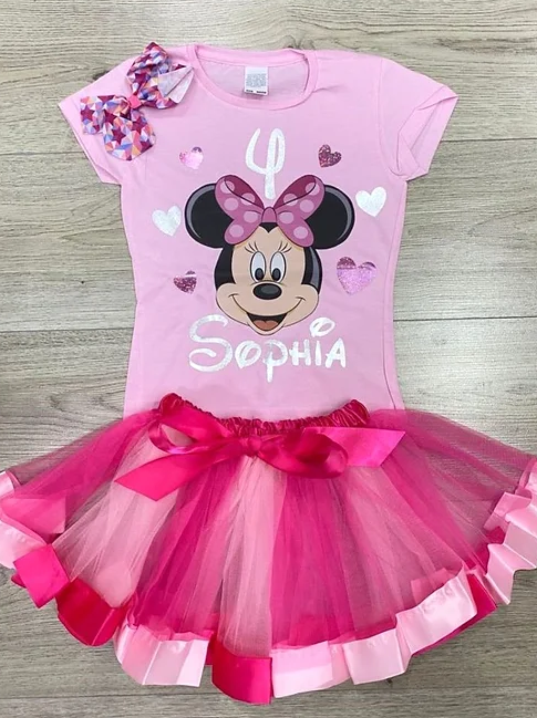 Pink Minnie Mouse Birthday Outfit with Tutu – 