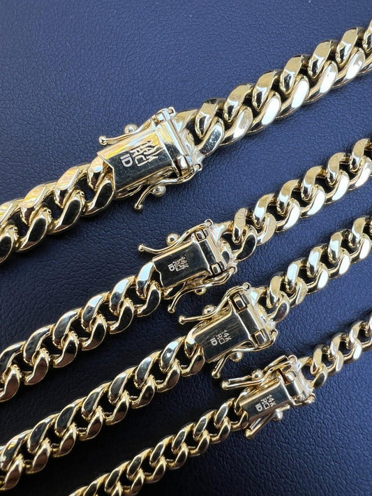 10k HOLLOW SOLID Yellow Gold Miami Cuban Link Chain Necklace 4.5-7mm 18-26  Box Lock - 4.5mm / 18 / 10K