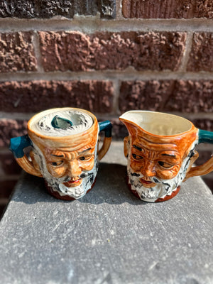 Vintage Toby Sugar Bowl and Creamer Set - Gem City Mercantile
