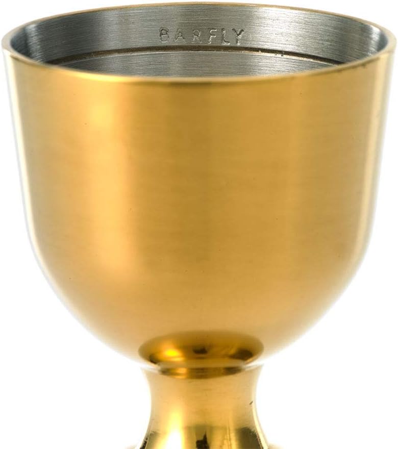 Barfly - 1 x 2 Oz Gold Plated Heavy-Duty Straight Rim Bell Jigger - M37006GD