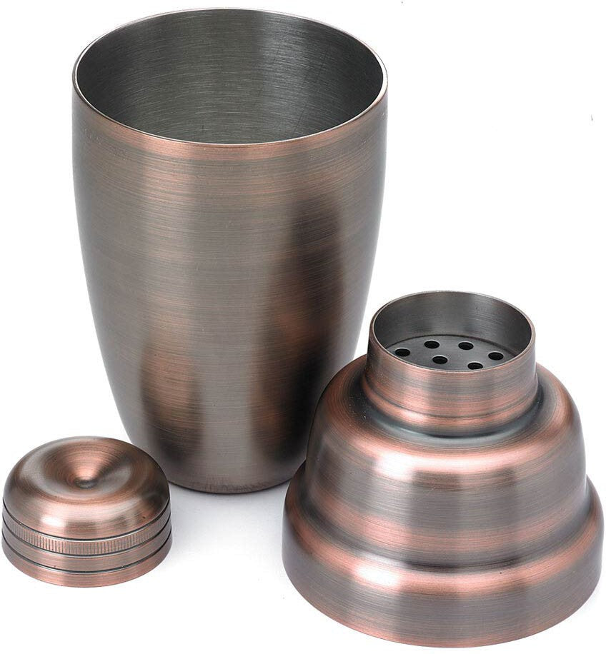 Barfly - 17 Oz Stainless Steel Antique Copper-Plated Heavy Weight 3-Piece Cobbler Cocktail Shaker - M37038ACP