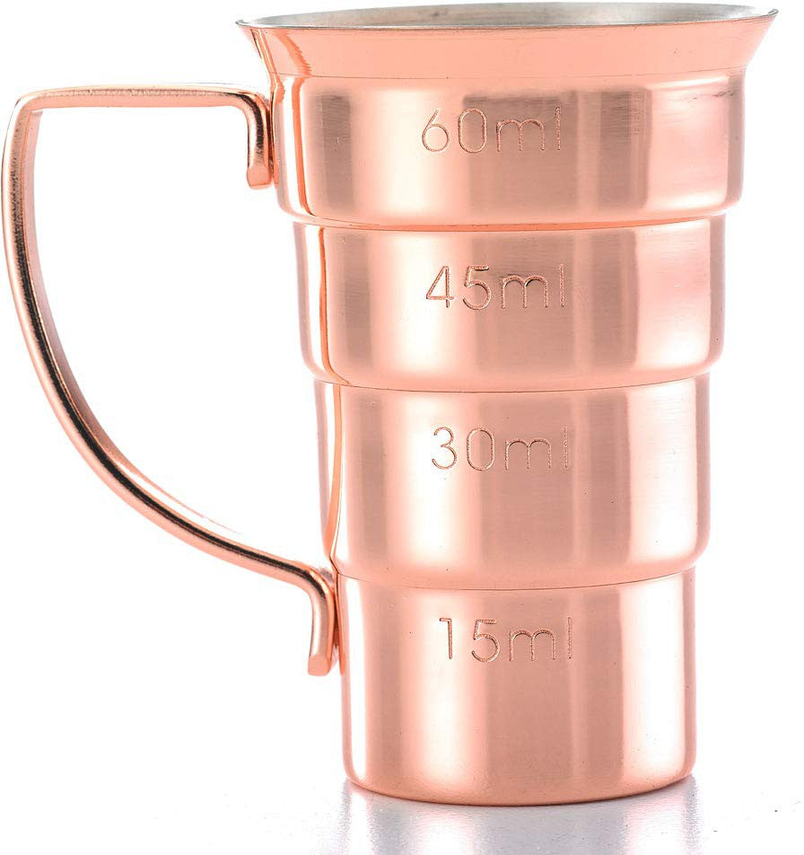 Barfly - 2 Oz Copper Plated Stepped Jigger with Handle - M37108CP