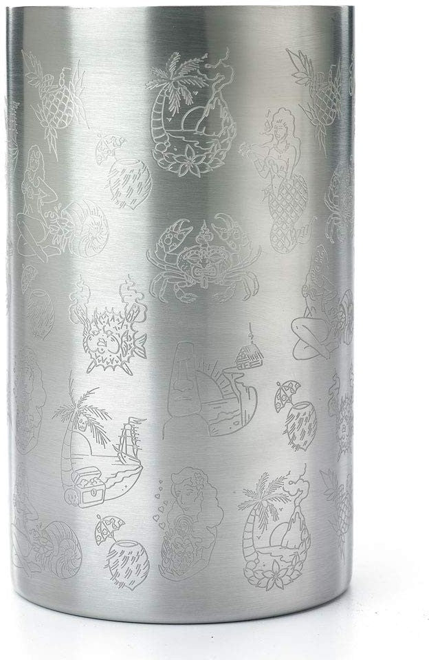 Barfly - 21 Oz Stainless Steel Tiki Design Double Wall Mixing Tin - M37079