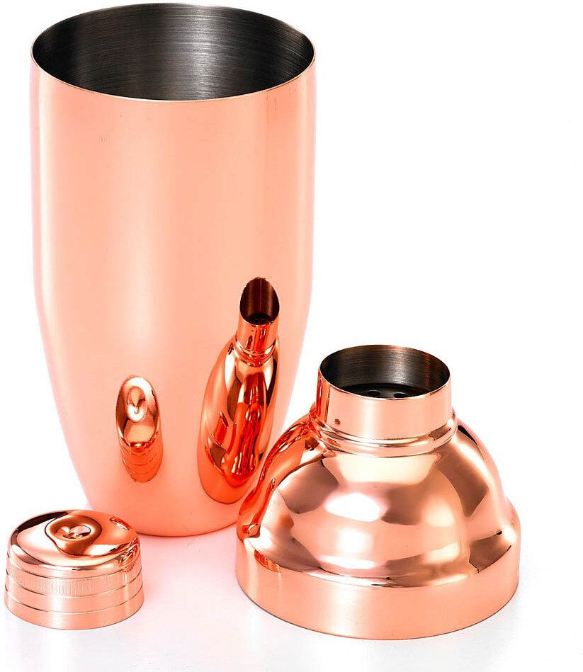 Barfly - 24 Oz Stainless Steel Copper-Plated 3-Piece Japanese Cocktail Shaker - M37039CP