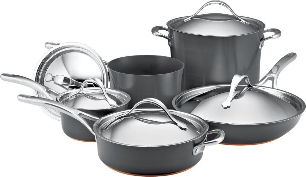 Anolon - 10 PC Nouvelle Copper Hard Anodized Cookware Set - 82725