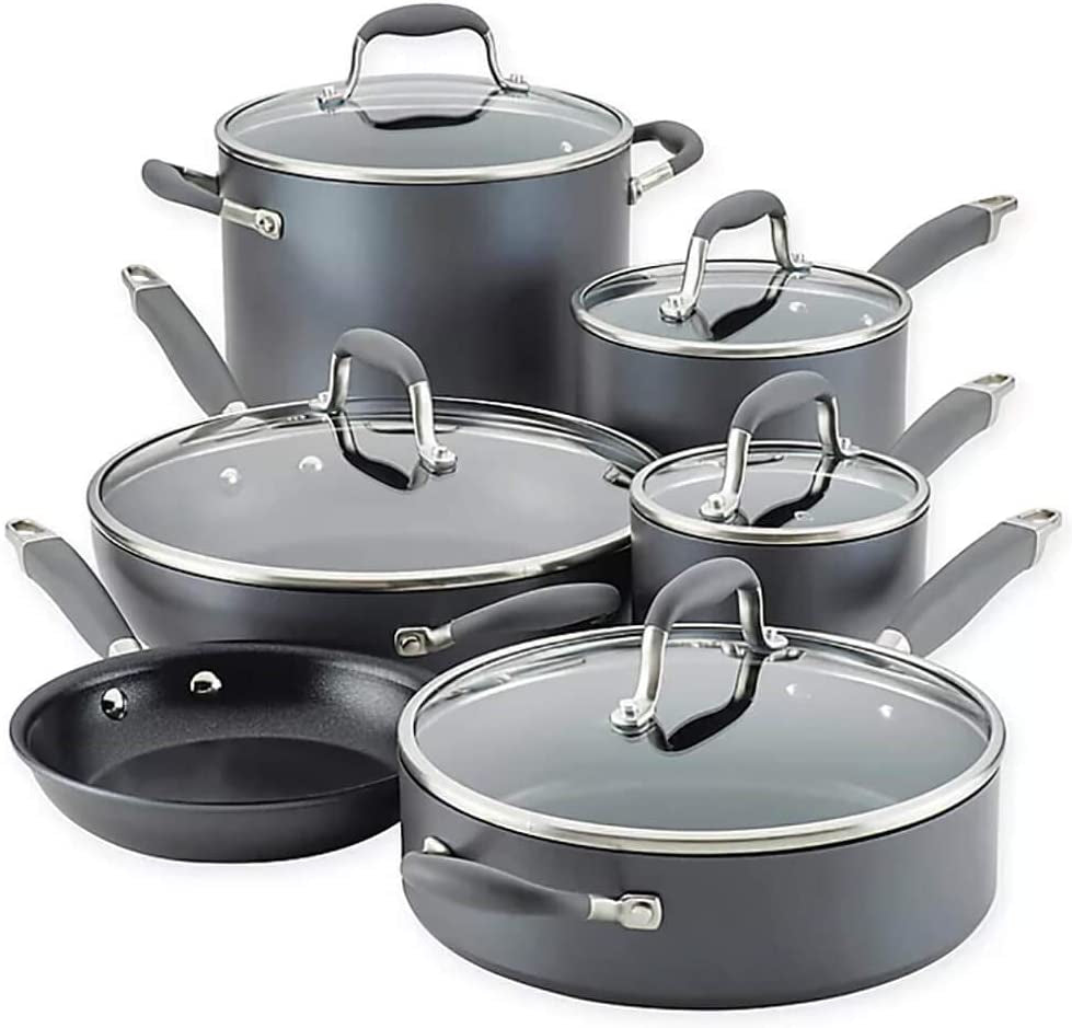 Anolon - 11 PC Advanced Home Hard Anodized Non-Stick Cookware Set Moonstone - 84631