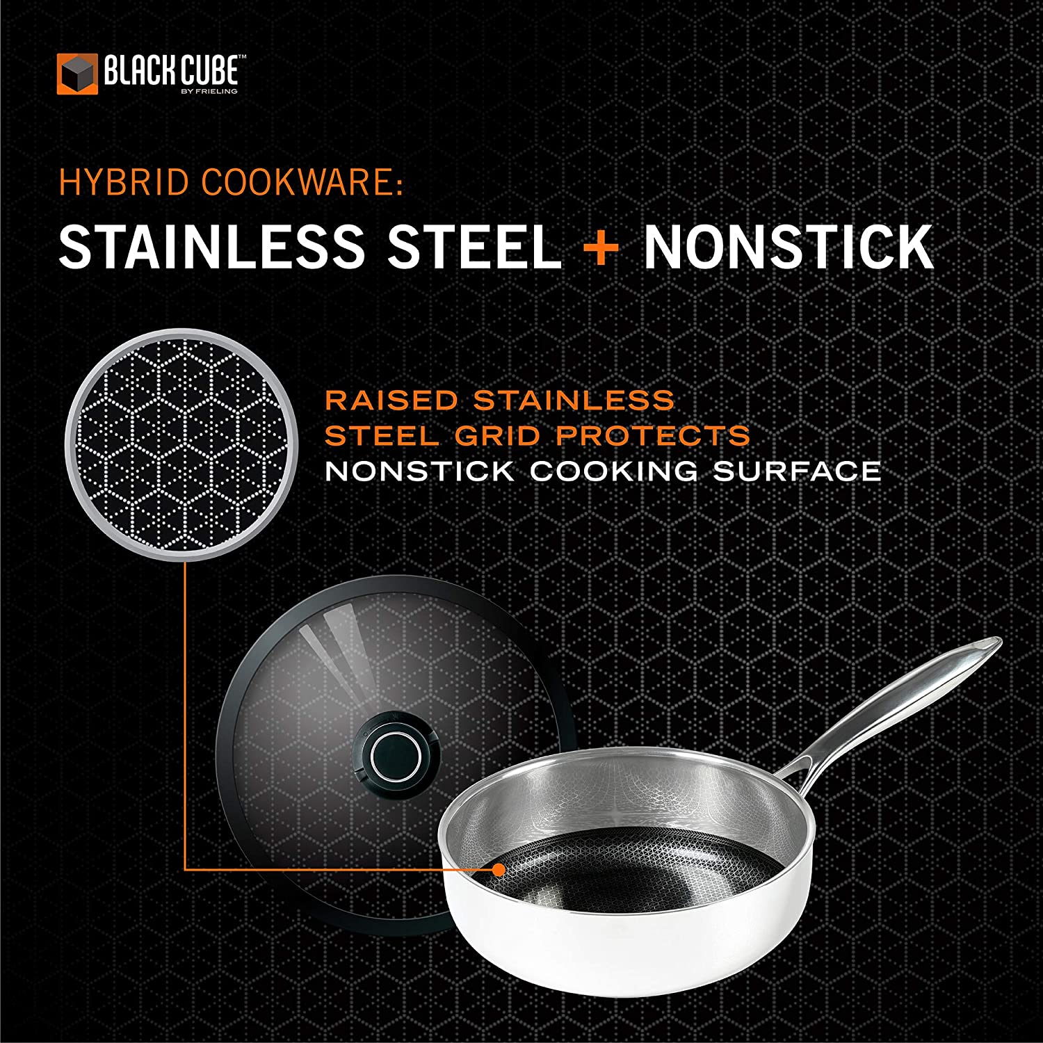 Black Cube Hybrid - 3 QT Nonstick Saute Pan With Lid - BC724