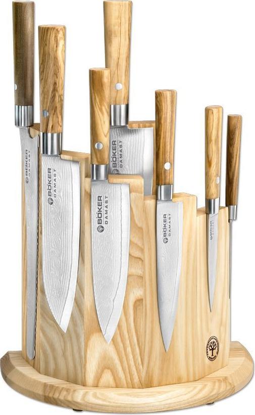 Boker - Damascus Olive 7 Piece Knife Set with Knife Block - 130445SET