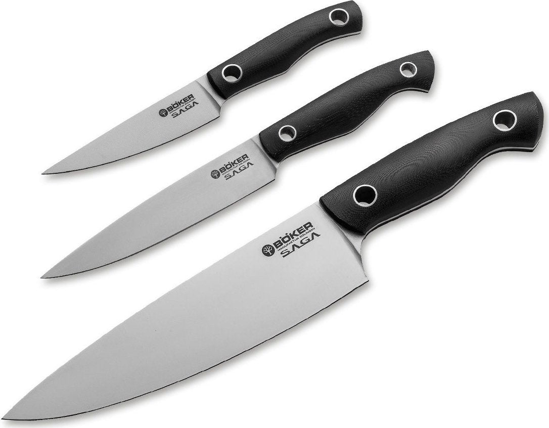 Boker - Saga 3 Piece Knife Set G10 Satin - 131268SET