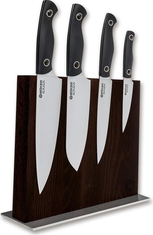 Boker - Saga 4 Piece Knife Set G10 Satin with Knife Block - 131269SET