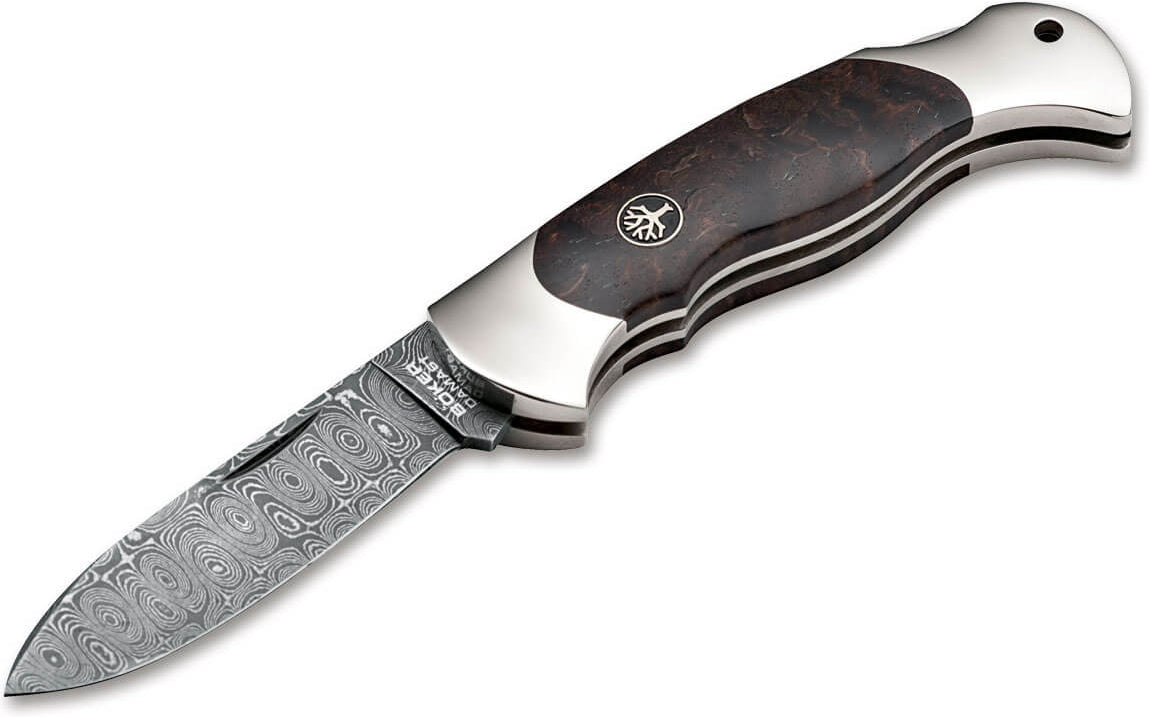 Boker - Scout Spearpoint Curly Birch Damast Pocket Knife - 112202DAM