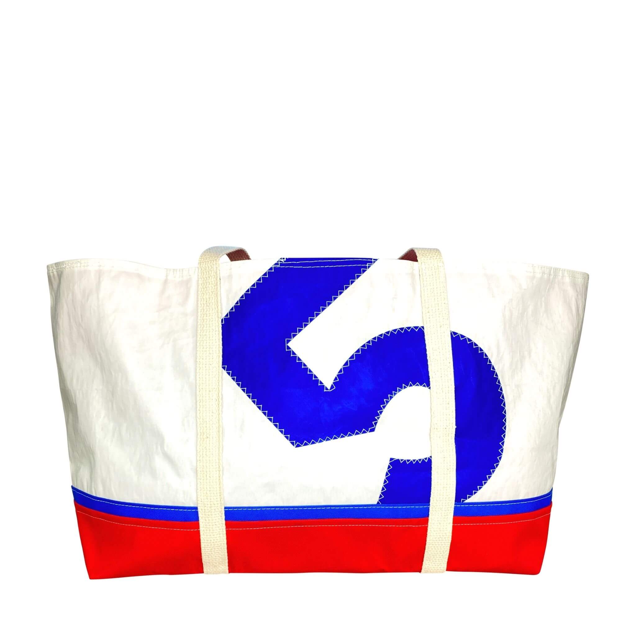 Recycled Sail Bag, Tote Bag Handmade from Sails, Blue & Red – New