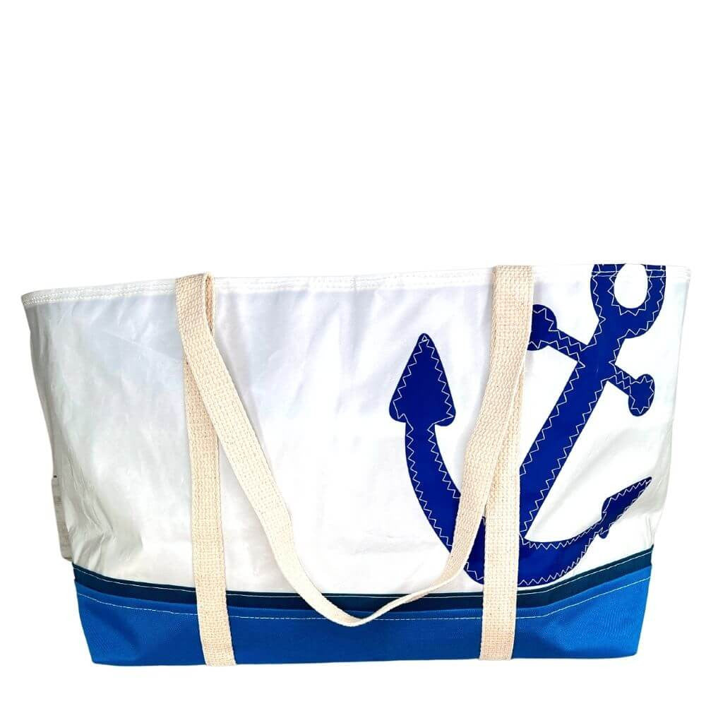 Sea Bags Recycled Sail Cloth Navy Anchor Tote X-Large