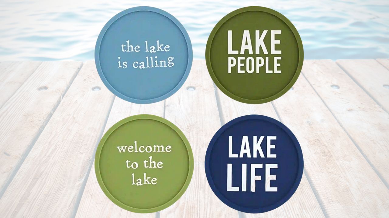 Cotton On Lake Time Lake Life Sayings Fishing Fabric Print by the