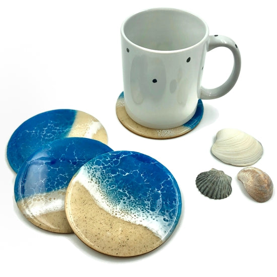 Colorful Acrylic Paint Epoxy Resin Coasters Set Of Four: Great Gift For  Him, Her or Housewarming. Coastal Charm For Your Bar Or Coffee Table