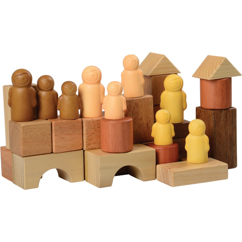 wooden blocks and figurines