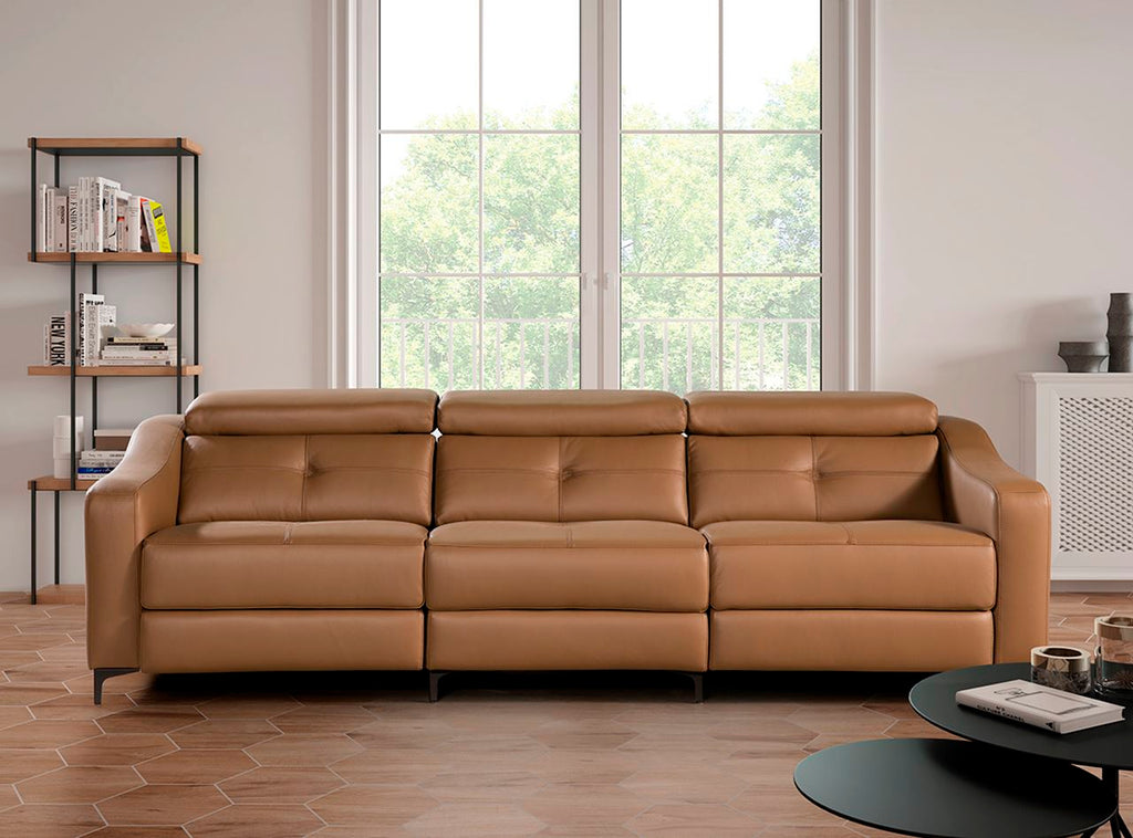 Sofá de piel modelo KENYA de 3 asientos relax motorizados – SIDIVANI