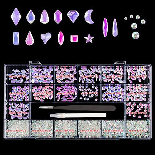 Multi Shape 3D Nail Art Rhinestones Nail Gems (3830 PCS)