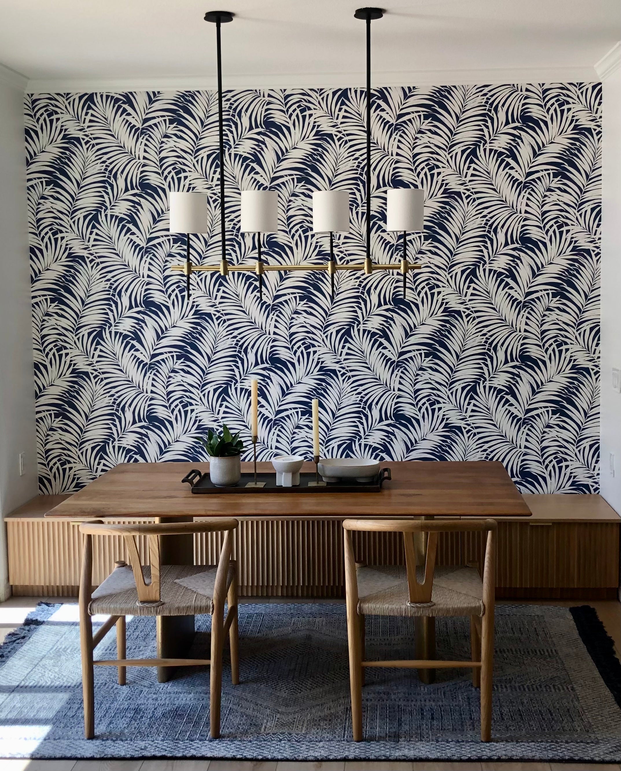 Modern minimalist dining room area with mid century retro accents