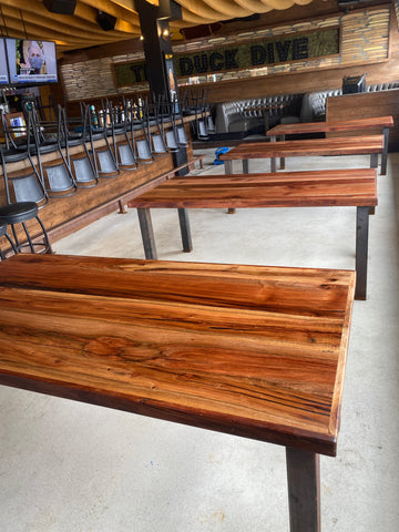 6 person dining tables in the restaurant in Pacific Beach, California