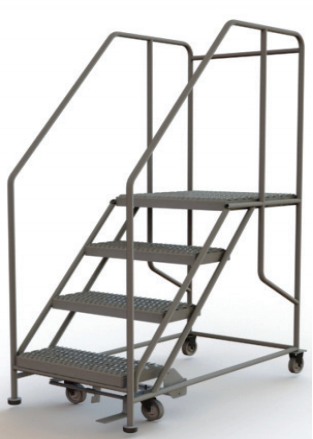 Forward descent mobile steel work platform